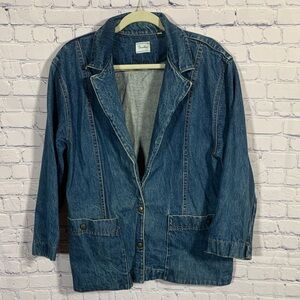 Brooke Womens VTG Heavyweight Denim Blazer Jacket Blue Size L Oversized Grunge
